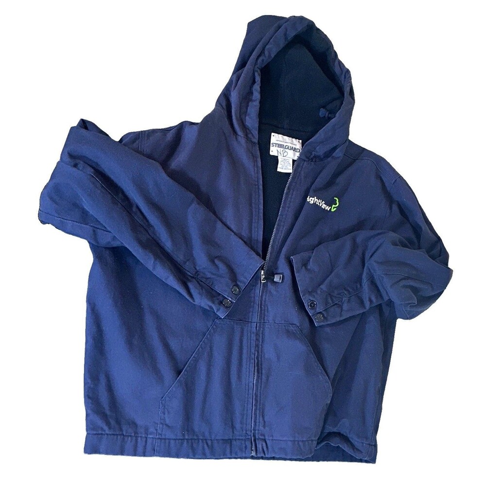 Steelguard Men’s Navy Hooded Full Zip Fleece Lined Work Jacket L 19946